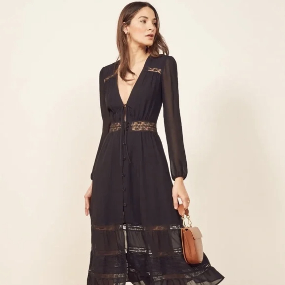 Reformation Imogen Dress Black Size 8